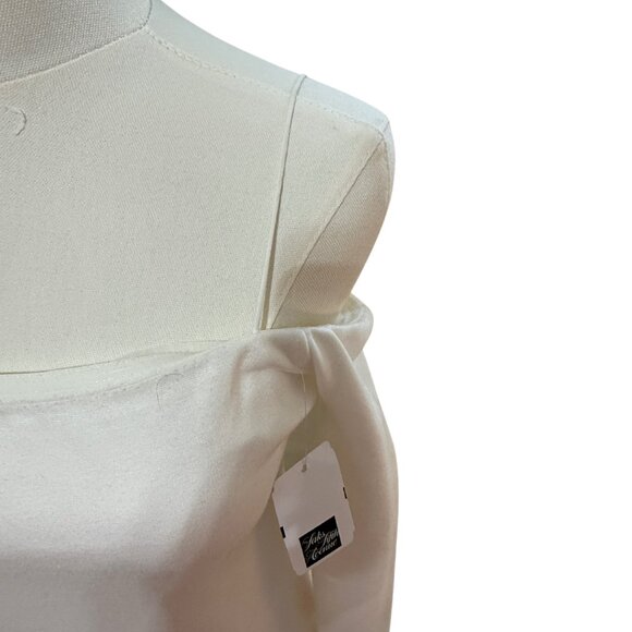 *NWT* Alice + Olivia White Off The Shoulder Midi Dorinda Dress - Size 6 - Picture 9 of 10